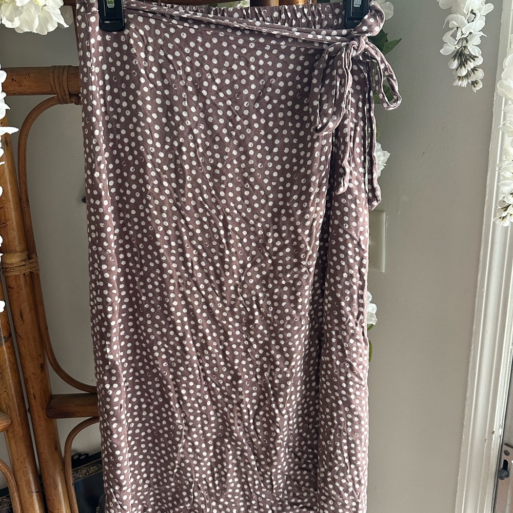 Polka Dot Wrap Skirt - Purple and White